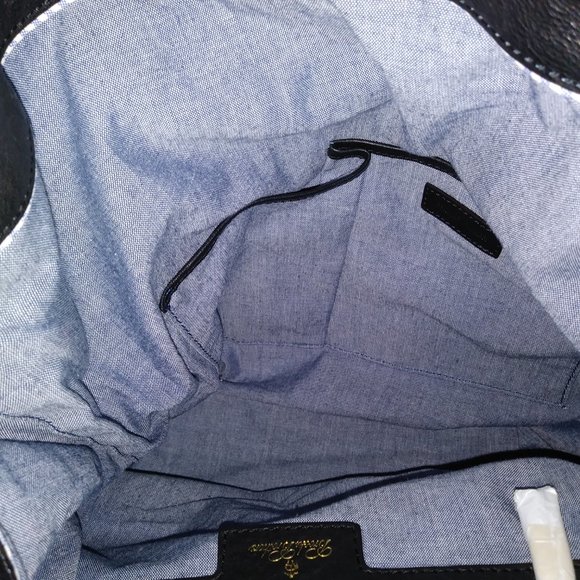 Brook Brothers Leather Black Tan Hobo Bag - Picture 10 of 16